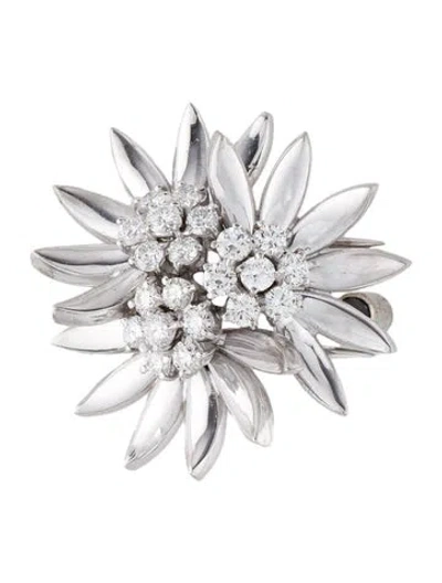 Pre-owned Brooch 18k 1.38ctw Diamond Dress Clip  In Multi