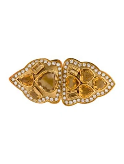 Pre-owned Brooch 18k 20.68ctw Citrine & Diamond Convertible  In Multi