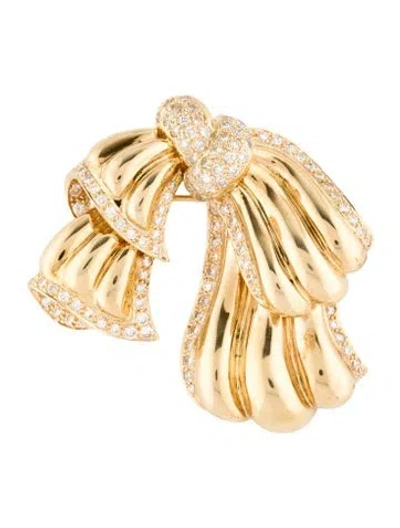 Pre-owned Brooch 18k 2.19ctw Diamond Bow Pendant  In Multi