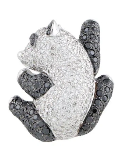 Pre-owned Brooch 18k 2.72ctw Diamond Panda  In Multi