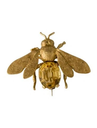 Pre-owned Brooch 18k 4.09ct Citrine Fly Pin In Yellow