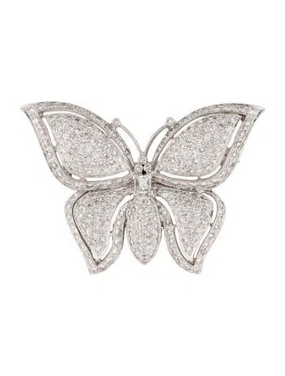 Pre-owned Brooch 18k 5.25ctw Diamond Butterfly  In Multi