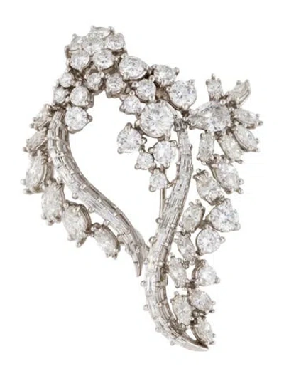 Pre-owned Brooch 18k 6.97ctw Diamond Cluster Floral Convertible Pendant  In Multi