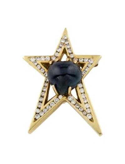 Pre-owned Brooch 18k 7.70ct Sapphire & Diamond  Pendant In Multi