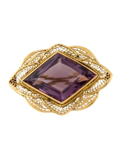 Pre-owned Brooch 18k Amethyst Filigree  In Multi