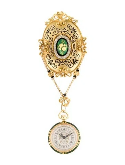 Pre-owned Brooch 18k Diamond  Pendant In Multi