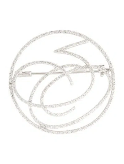 Pre-owned Brooch 18k Diamond  Pin In Multi