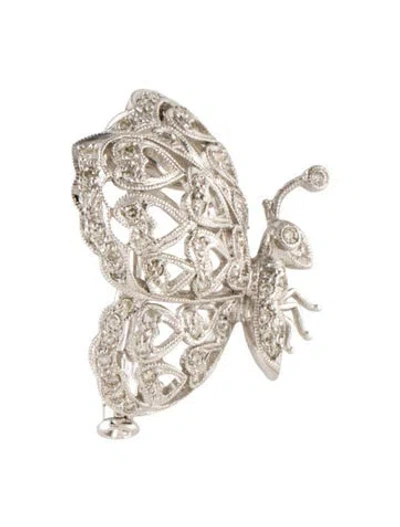 Pre-owned Brooch 18k Diamond Butterfly Pin  In Multi
