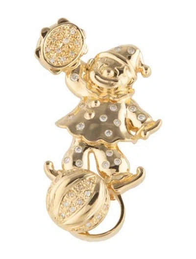 Pre-owned Brooch 18k Diamond Clown  Pin In Multi