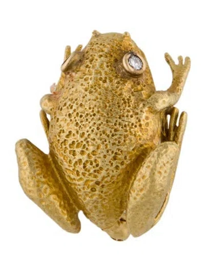 Pre-owned Brooch 18k Diamond Frog  In Multi