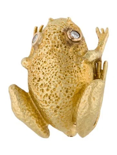 Pre-owned Brooch 18k Diamond Frog  In Multi