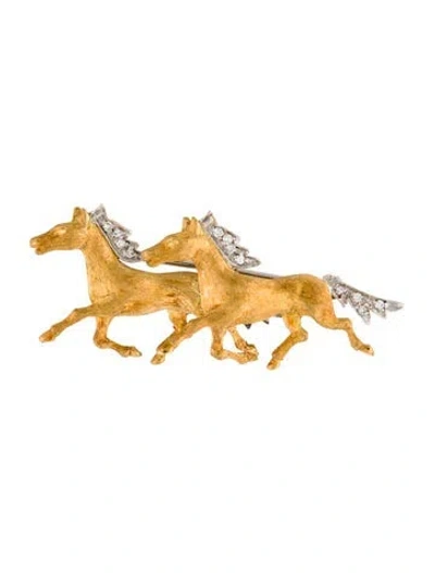 Pre-owned Brooch 18k Diamond Horse  In Multi