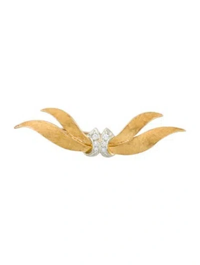 Pre-owned Brooch 18k Diamond Pin  In Multi