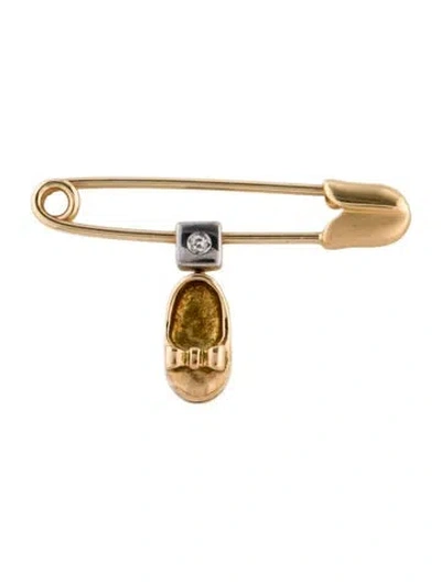 Pre-owned Brooch 18k Diamond Slipper  In Multi