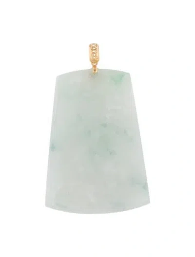 Pre-owned Brooch 18k Jadeite Carved Pendant In Multi