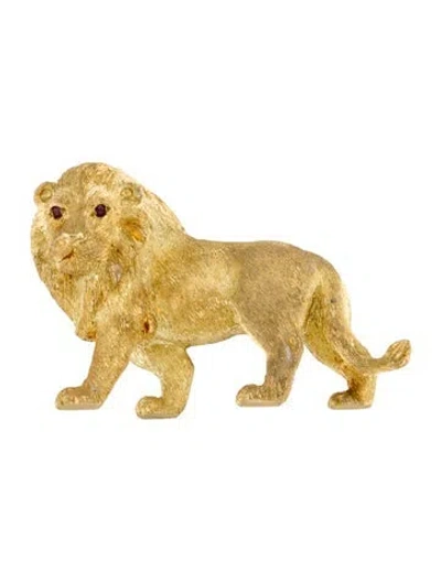 Pre-owned Brooch 18k Ruby Lion  In Multi