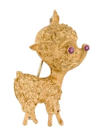 Pre-owned Brooch 18k Sapphire Lamb Pin  In Multi