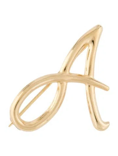 Pre-owned Brooch 18k Script "a"  In Multi