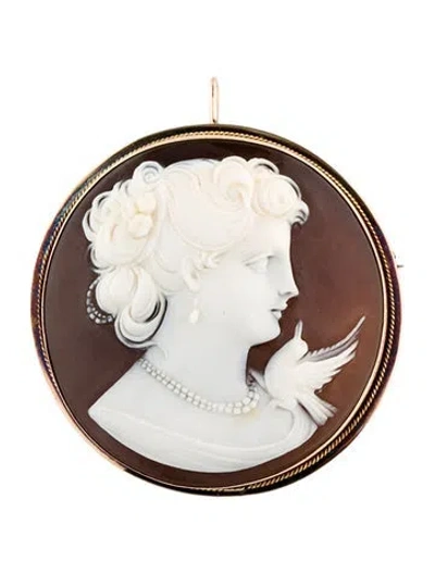 Pre-owned Brooch 18k Shell Cameo  In Multi