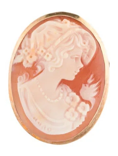 Pre-owned Brooch 18k Shell Cameo  Pendant, 1.5" In Multi
