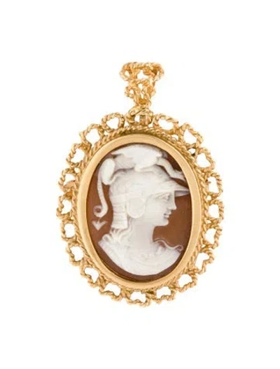 Pre-owned Brooch 18k Shell Cameo  Pendant In Multi