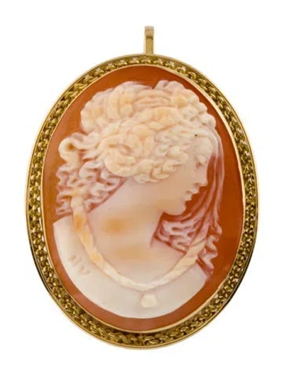 Pre-owned Brooch 18k Shell Cameo Convertible  Pendant In Multi