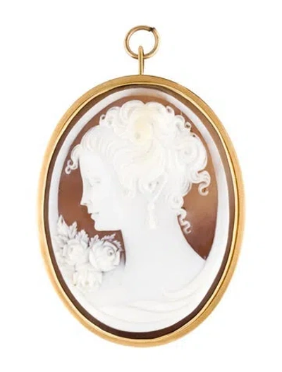 Pre-owned Brooch 18k Shell Cameo In Multi