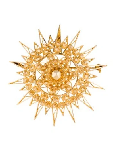 Pre-owned Brooch 18k Sun Pendant  In Multi