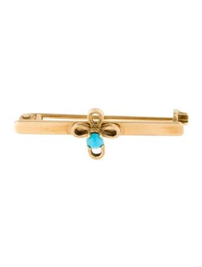 Pre-owned Brooch 18k Turquoise  Pin In Multi