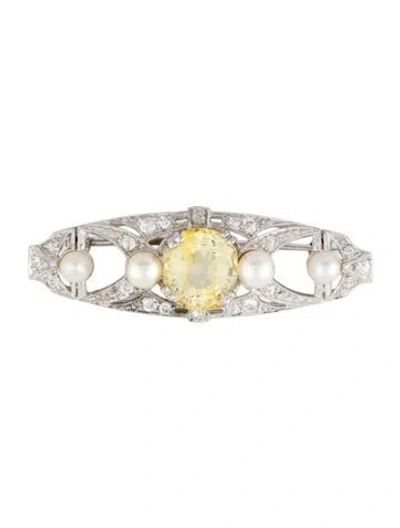 Pre-owned Brooch 4.67ctw Sapphire & Diamond  In Multi