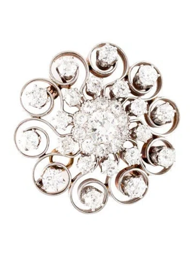 Pre-owned Brooch 5.12ctw Diamond Pendant Pin  In Multi