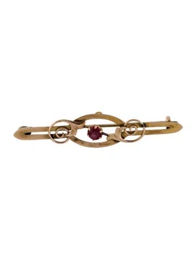 Pre-owned Brooch Antique 10k Glass & Garnet Doublet  Pin In Multi