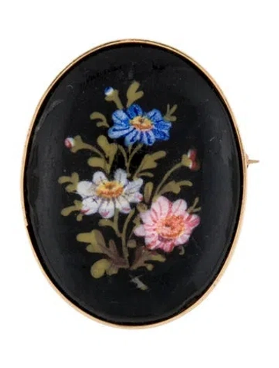 Pre-owned Brooch Antique 14k Biedermeier Glass Flower  In Multi