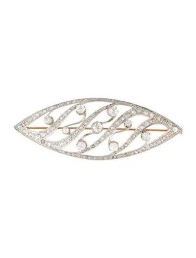 Pre-owned Brooch Antique 14k Diamond  Pin In Multi