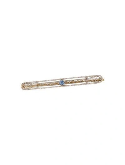 Pre-owned Brooch Antique 14k Synthetic Sapphire  Pin In Multi