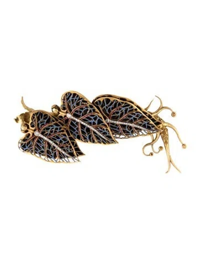 Pre-owned Brooch Antique 18k Diamond, Ruby, & Citrine Reversible Convertible Pendant  In Multi
