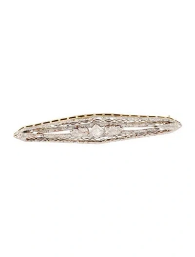 Pre-owned Brooch Antique Diamond Filigree  In Multi