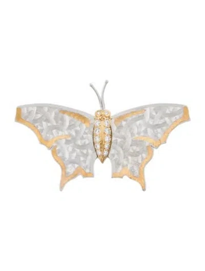 Pre-owned Brooch Diamond Butterfly  In Multi