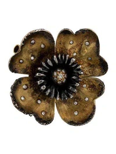 Pre-owned Brooch Diamond Flower  Pendant In Multi