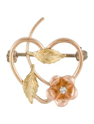 Pre-owned Brooch Diamond Heart  In Multi