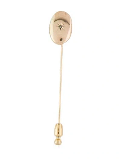 Pre-owned Brooch Diamond Oval Stick Pin  In Multi