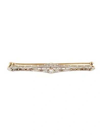 Pre-owned Brooch Krementz Vintage Diamond Filigree  In Multi