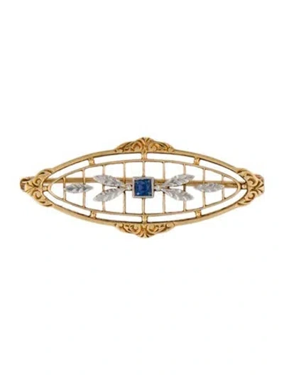 Pre-owned Brooch Krementz Vintage Synthetic Sapphire  In Multi