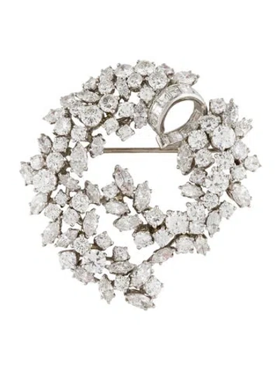 Pre-owned Brooch Mid-century Platinum 13.14ctw Diamond Pin In Multi