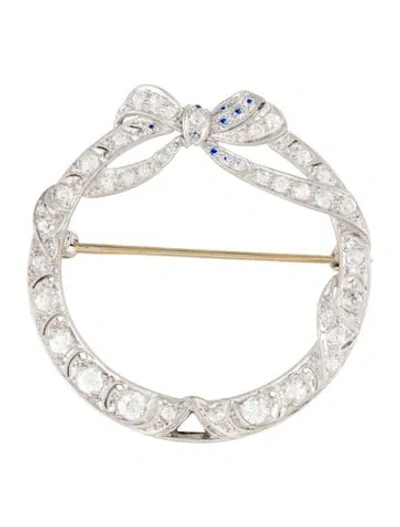 Pre-owned Brooch Platinum 1.06ctw Diamond Wreath  In Multi