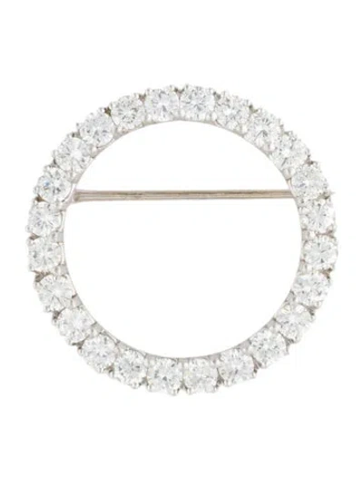 Pre-owned Brooch Platinum 4.08ctw Diamond Circle  Pin In Multi
