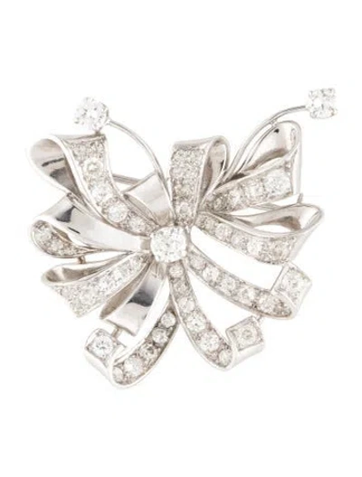 Pre-owned Brooch Platinum 4.25ctw Diamond Pin  In Multi