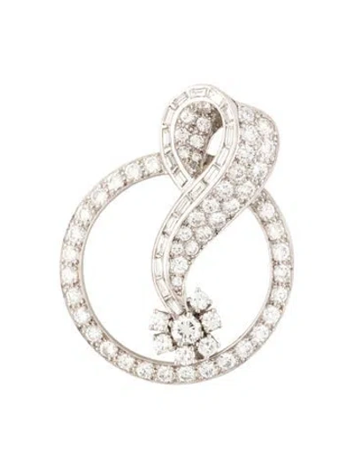 Pre-owned Brooch Platinum 4.77ctw Diamond Pin  In Multi