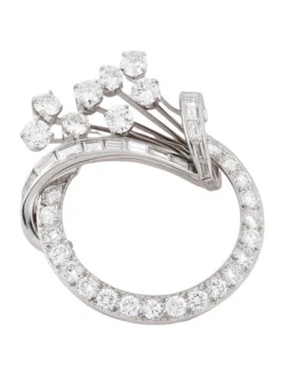 Pre-owned Brooch Platinum 5.66 Diamond Convertible Pin  In Multi