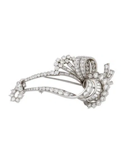 Pre-owned Brooch Platinum 9.56ctw Diamond Pin  In Multi